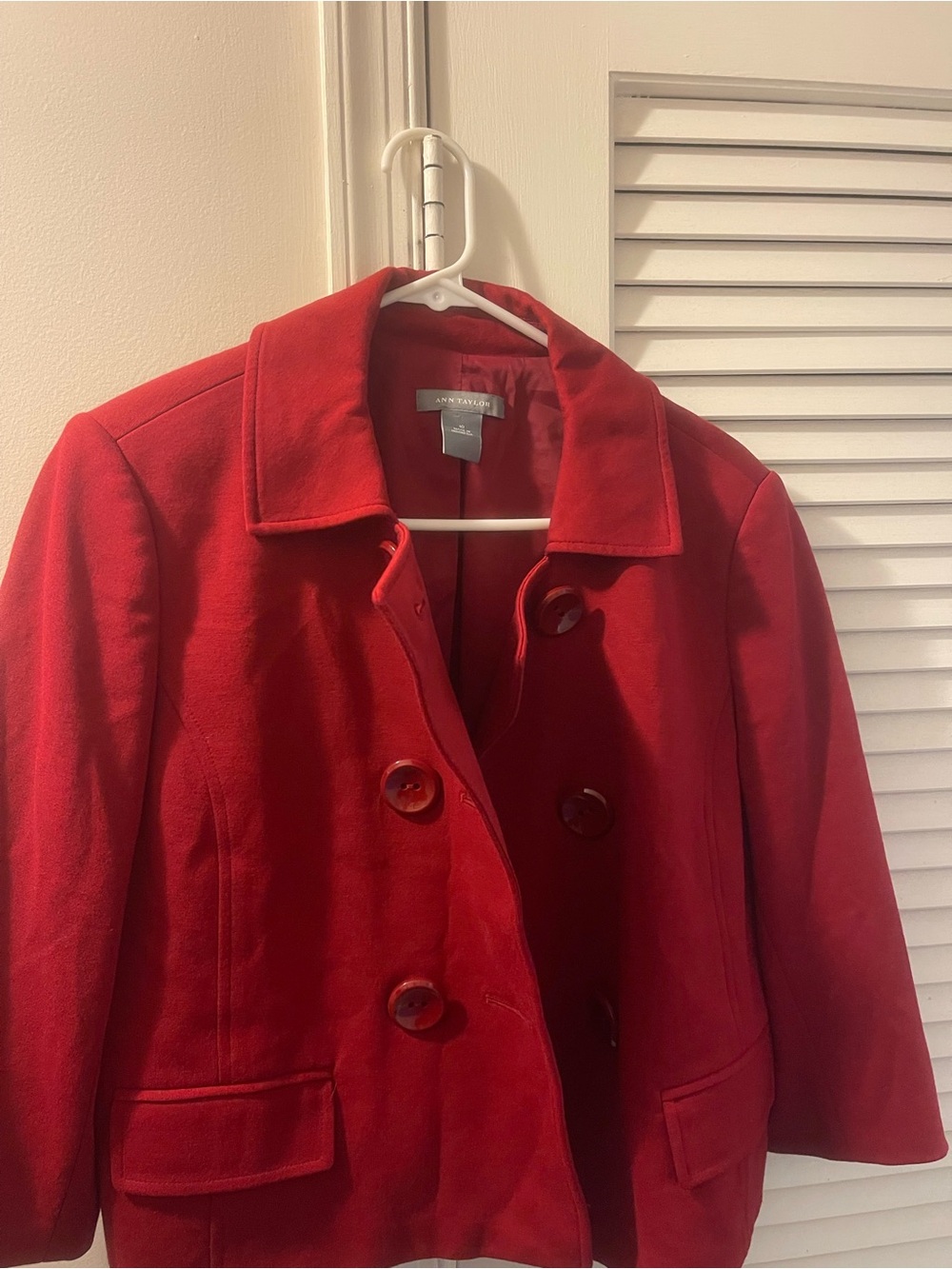 Vintage Ann Taylor Red Wool Blend Peacoat Jacket